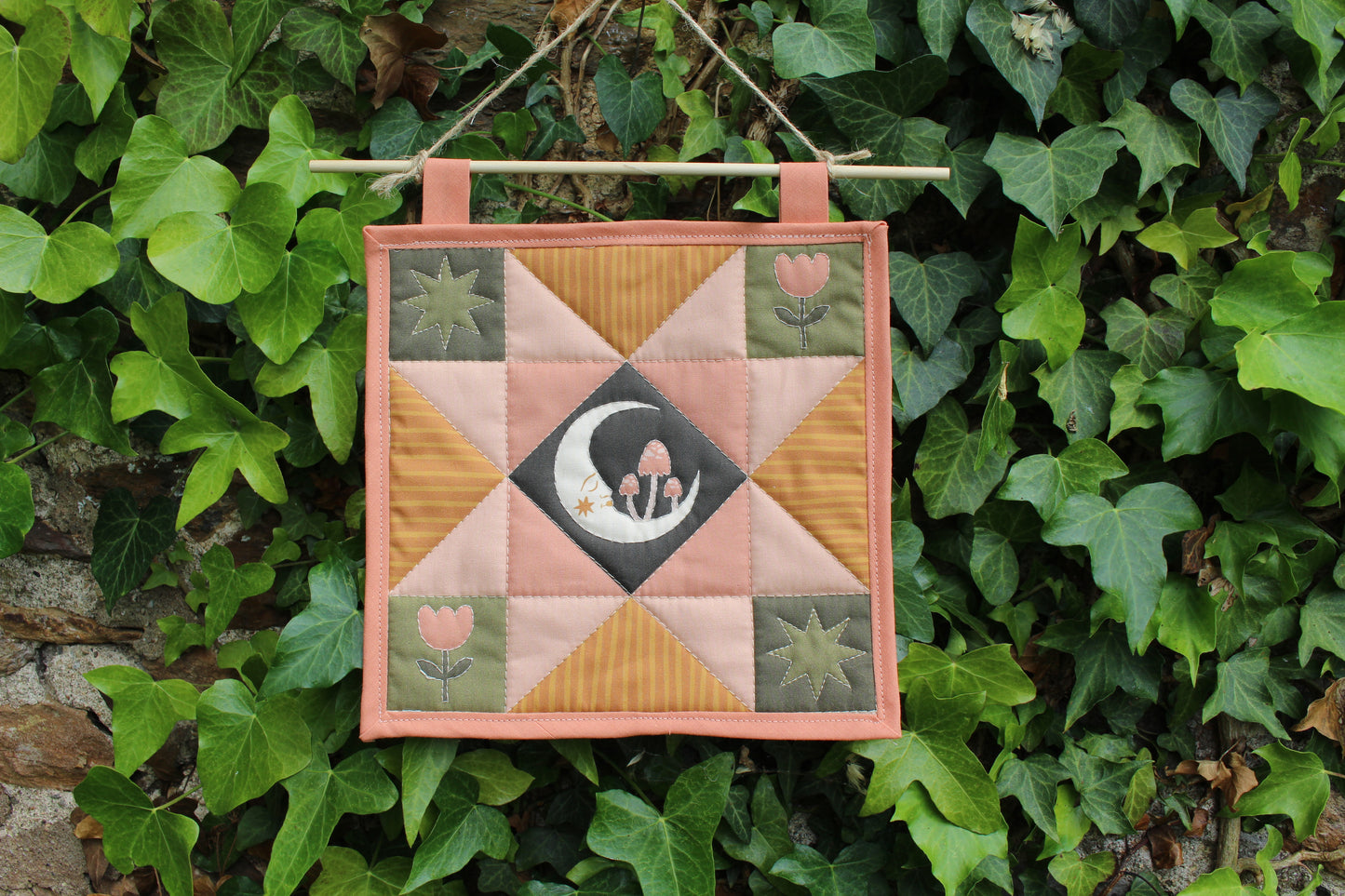Folk Art Moon - Mini Quilt Wall Hanging