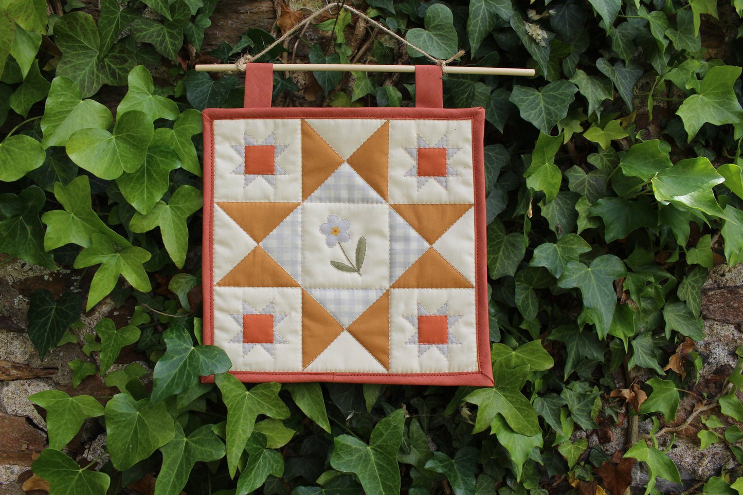 Forget Me Not Flower - Mini Quilt Wall Hanging