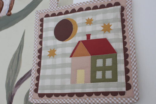 House & Moon - Mini Quilt Wall Hanging