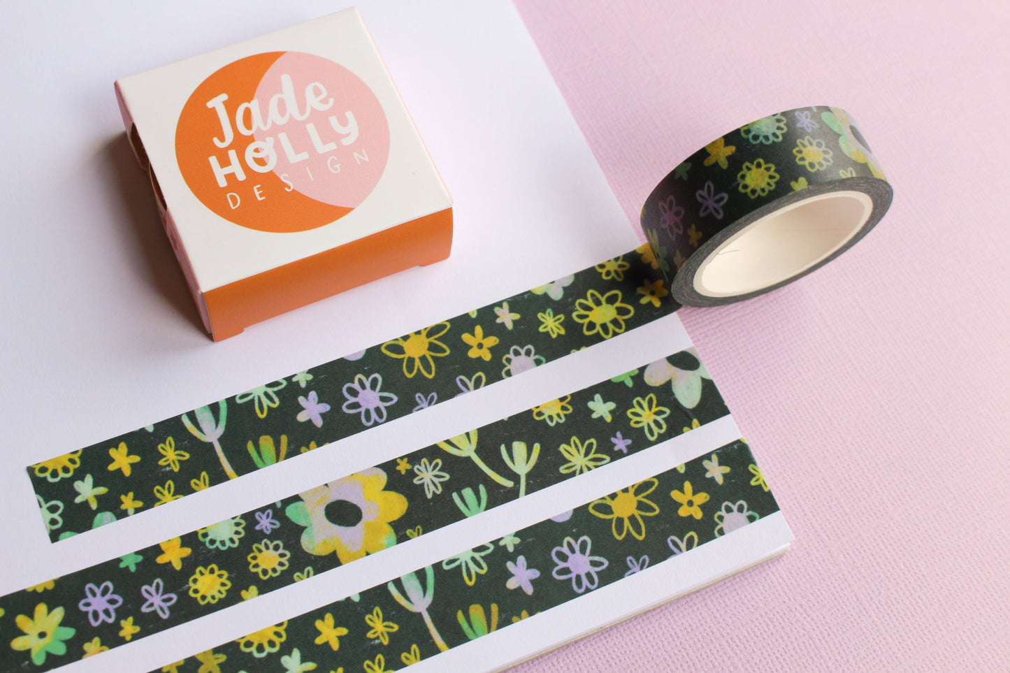 Green Floral Scribble Washi Tape - Decorative Tape