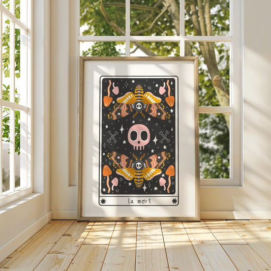 Death Moth Tarot Card Art Print – Gothic Witchy Decor