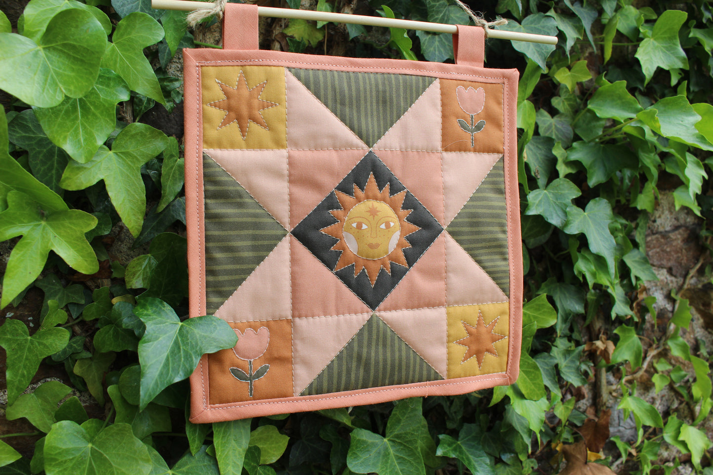 Folk Art Sun - Mini Quilt Wall Hanging