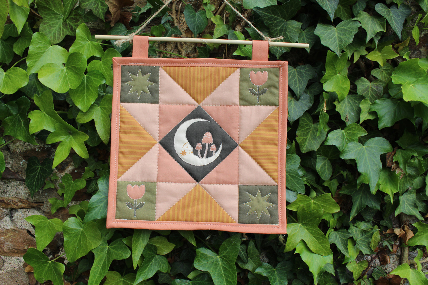 Folk Art Moon - Mini Quilt Wall Hanging