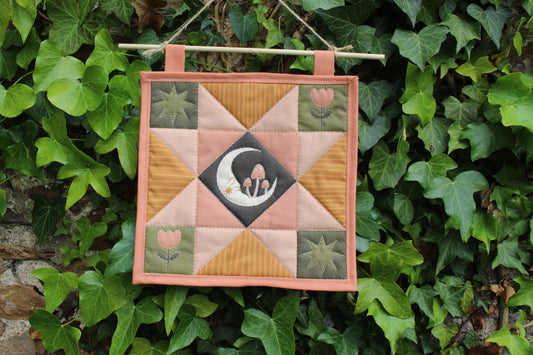 Folk Art Moon - Mini Quilt Wall Hanging