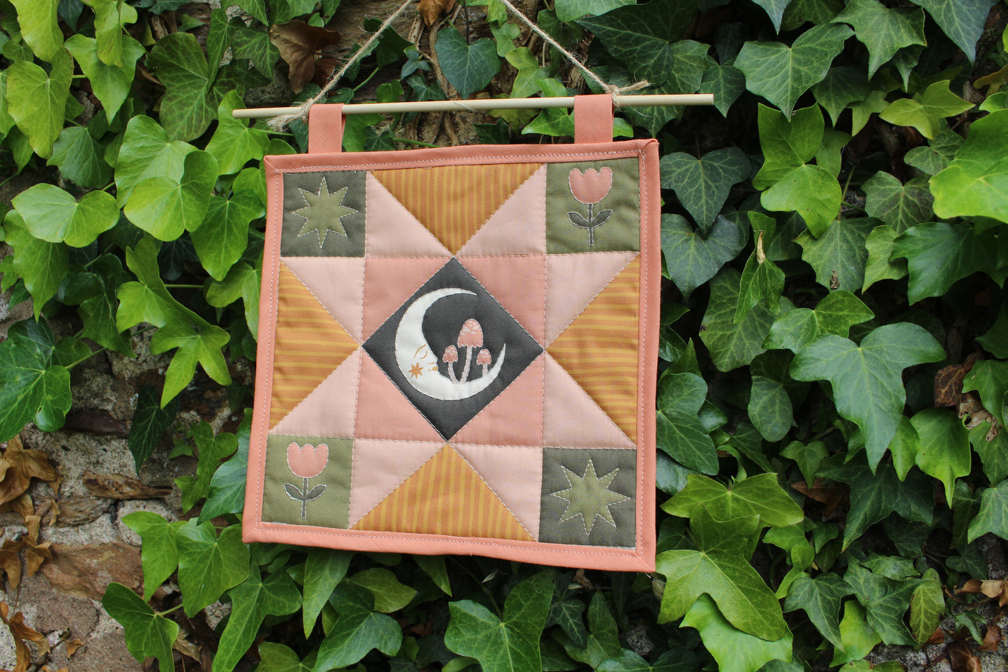 Folk Art Moon - Mini Quilt Wall Hanging