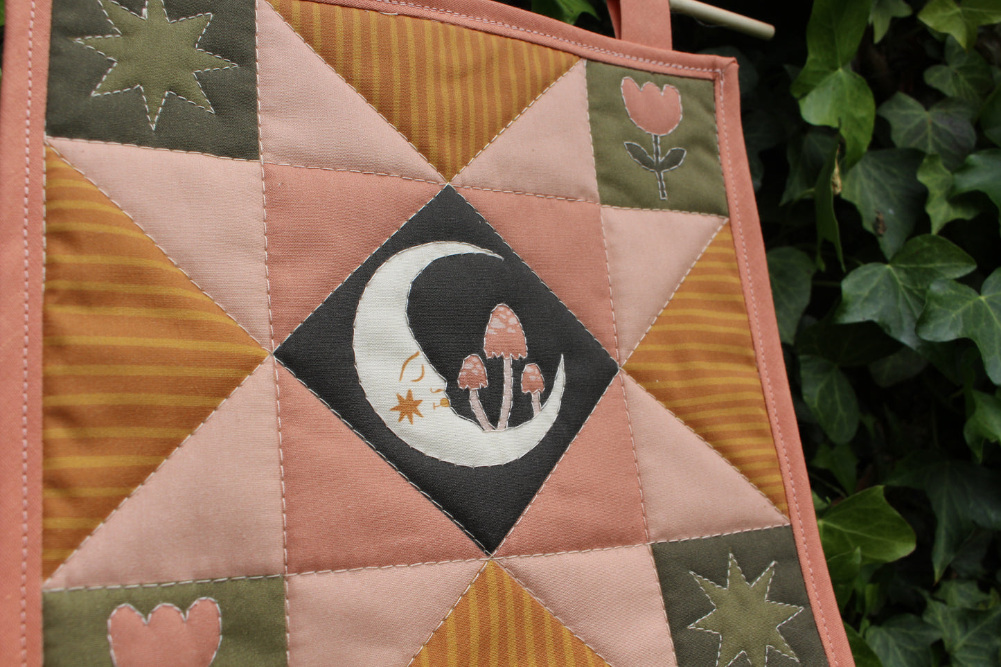 Folk Art Moon - Mini Quilt Wall Hanging