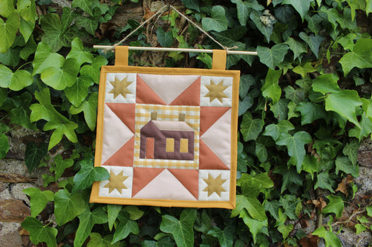 House - Mini Quilt Wall Hanging - Yellow