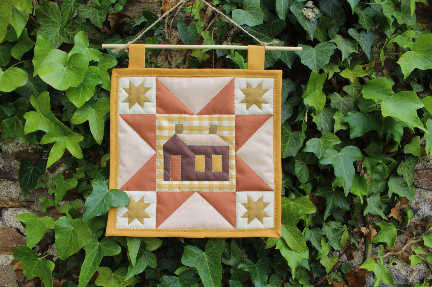 House - Mini Quilt Wall Hanging - Yellow