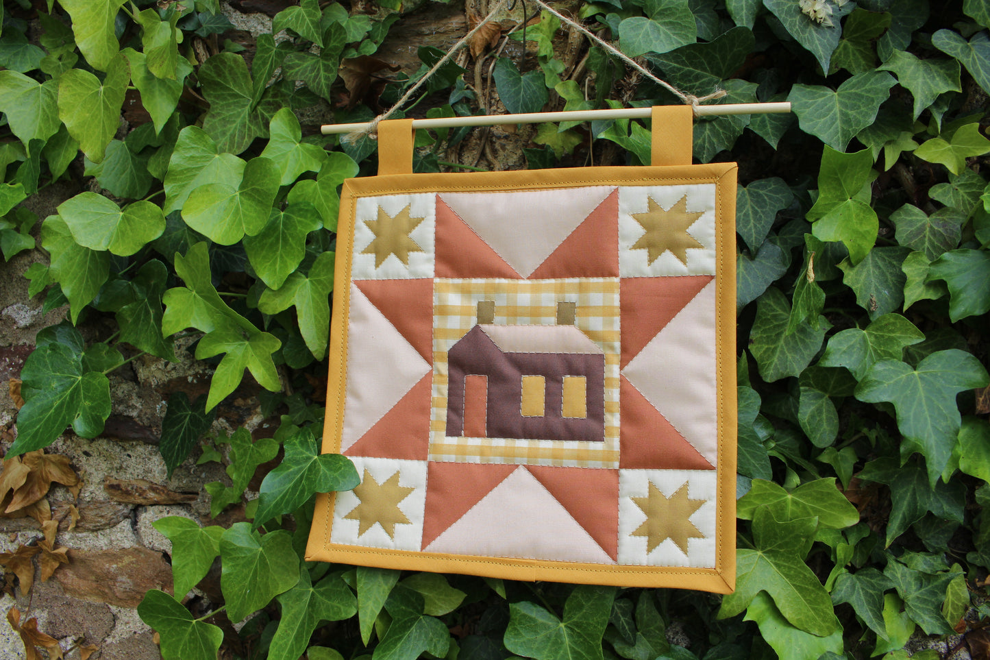 House - Mini Quilt Wall Hanging - Yellow
