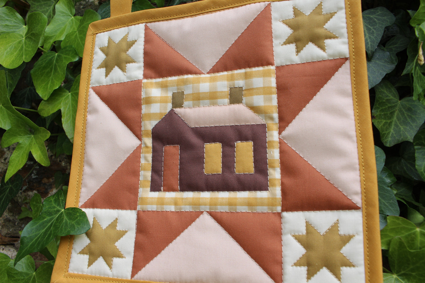House - Mini Quilt Wall Hanging - Yellow