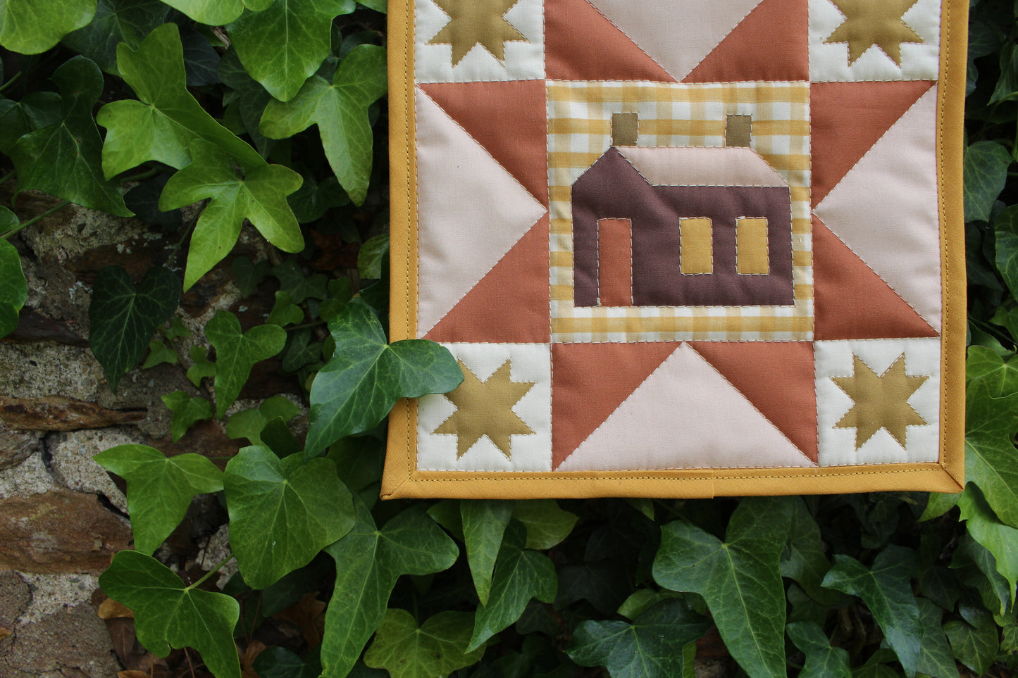 House - Mini Quilt Wall Hanging - Yellow