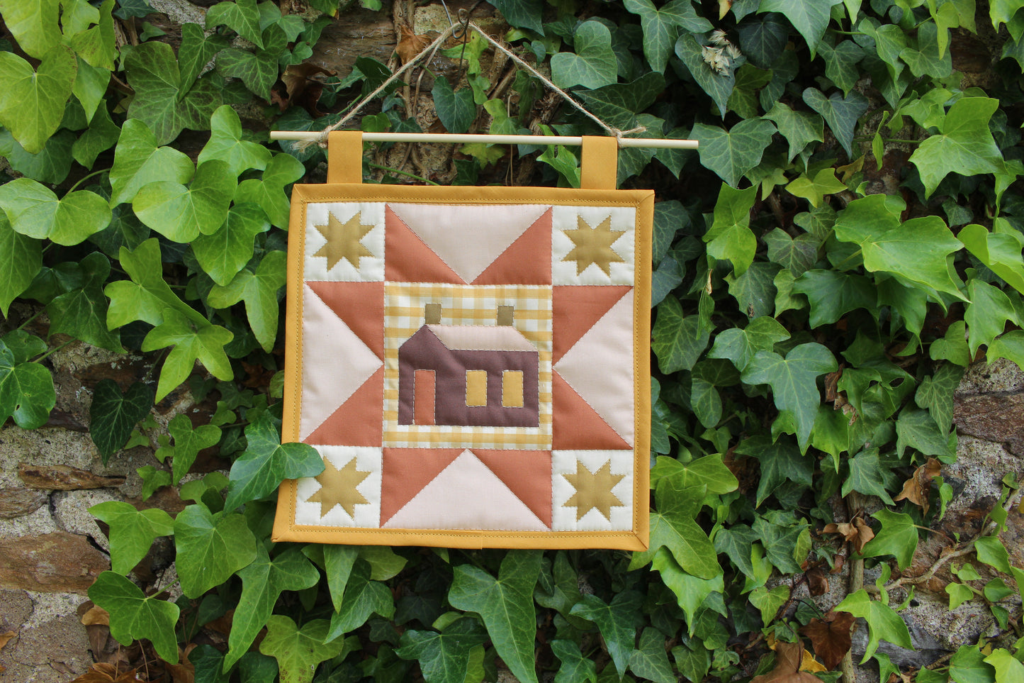 House - Mini Quilt Wall Hanging - Yellow