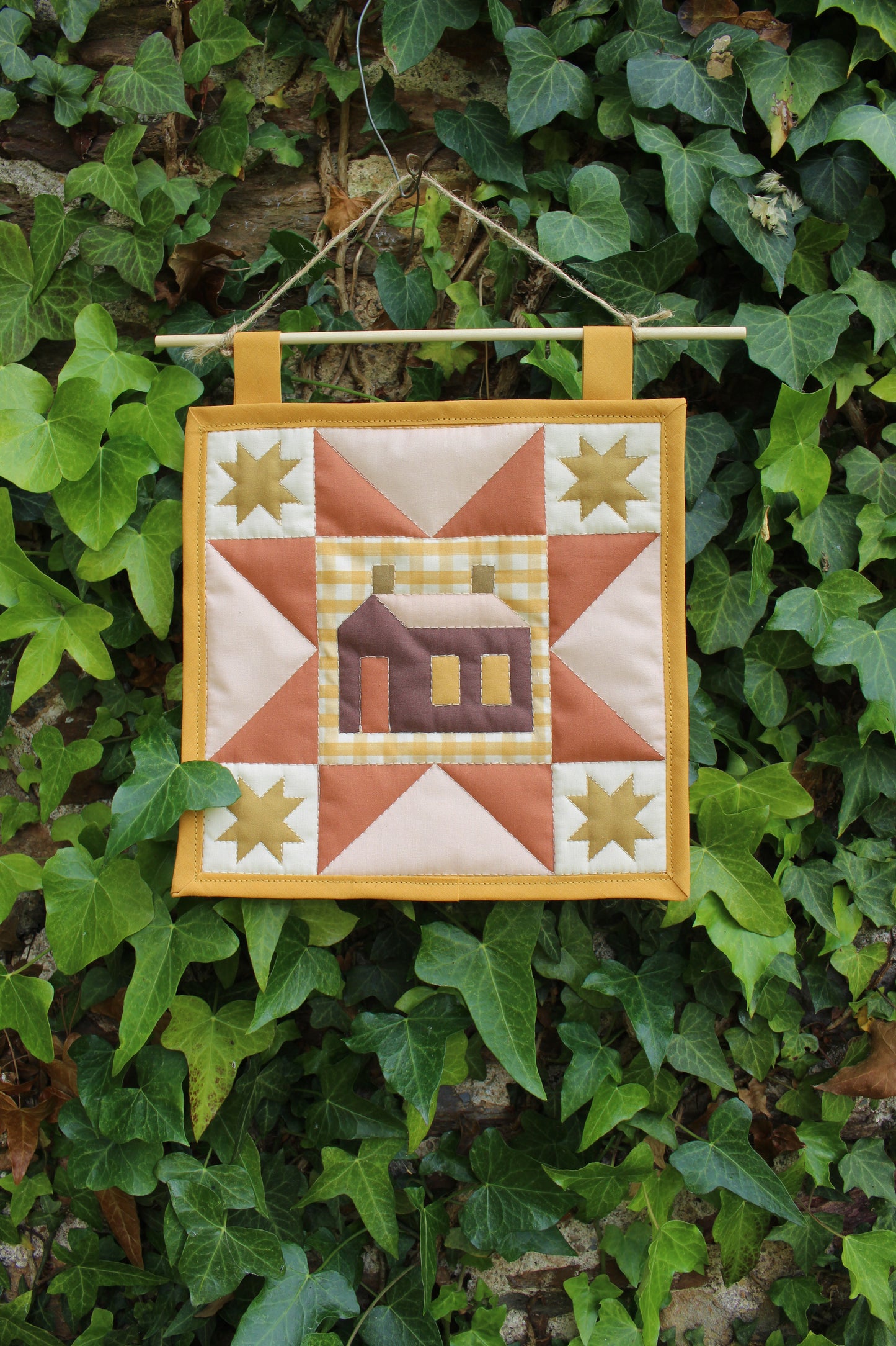 House - Mini Quilt Wall Hanging - Yellow