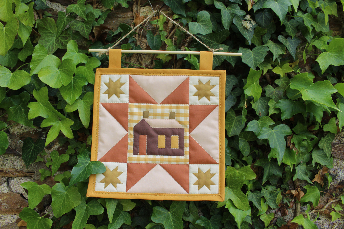 House - Mini Quilt Wall Hanging - Yellow