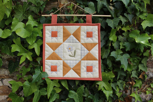 Forget Me Not Flower - Mini Quilt Wall Hanging