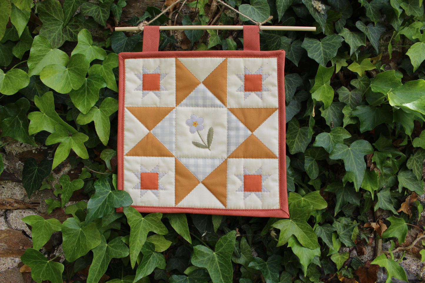 Forget Me Not Flower - Mini Quilt Wall Hanging
