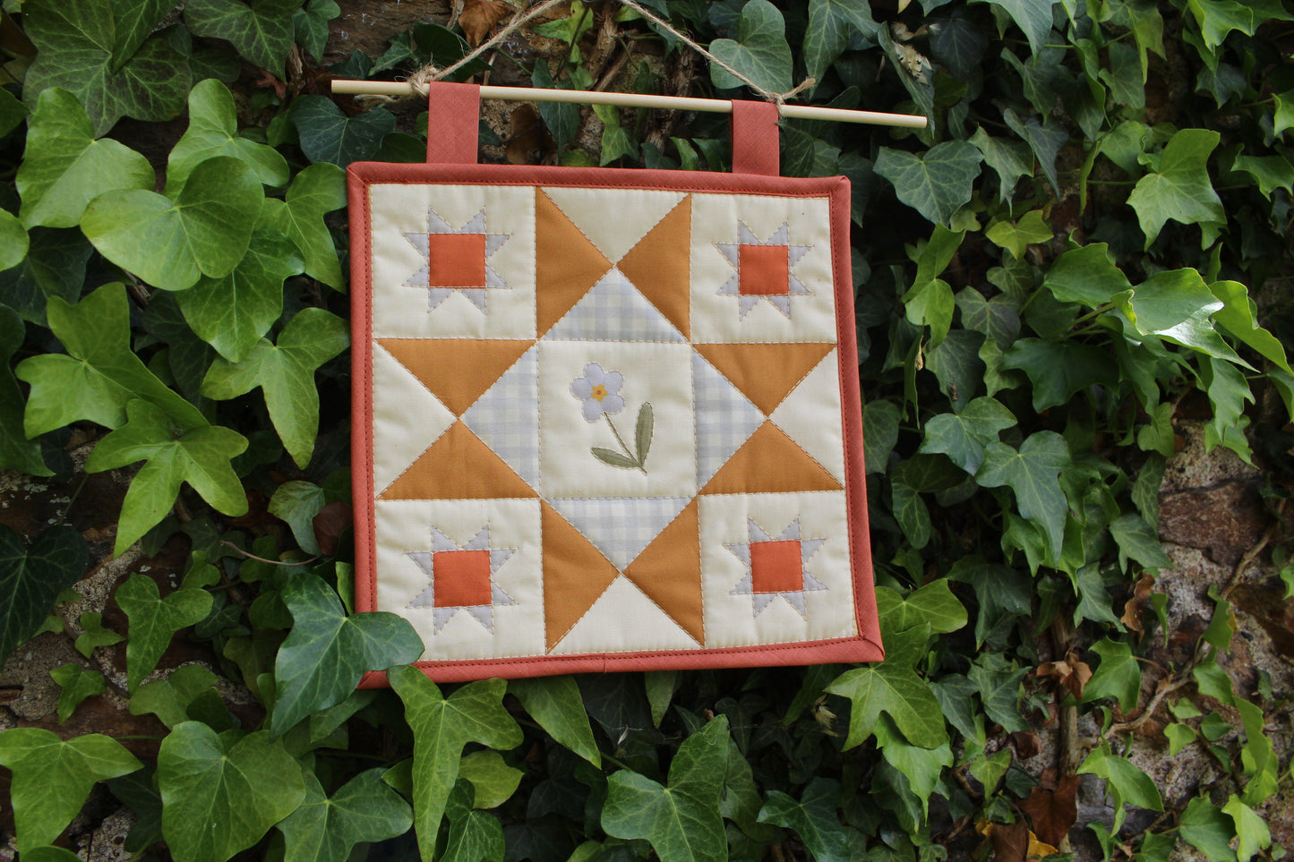 Forget Me Not Flower - Mini Quilt Wall Hanging