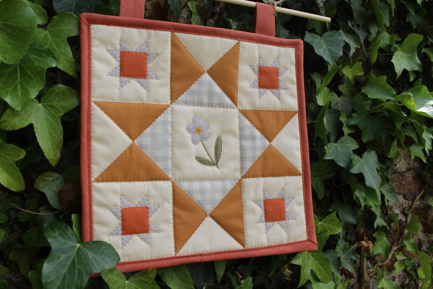 Forget Me Not Flower - Mini Quilt Wall Hanging