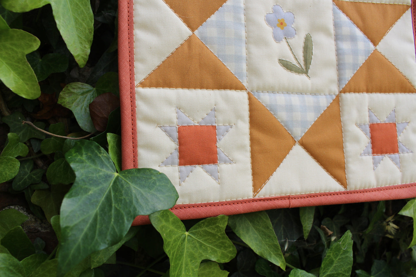 Forget Me Not Flower - Mini Quilt Wall Hanging