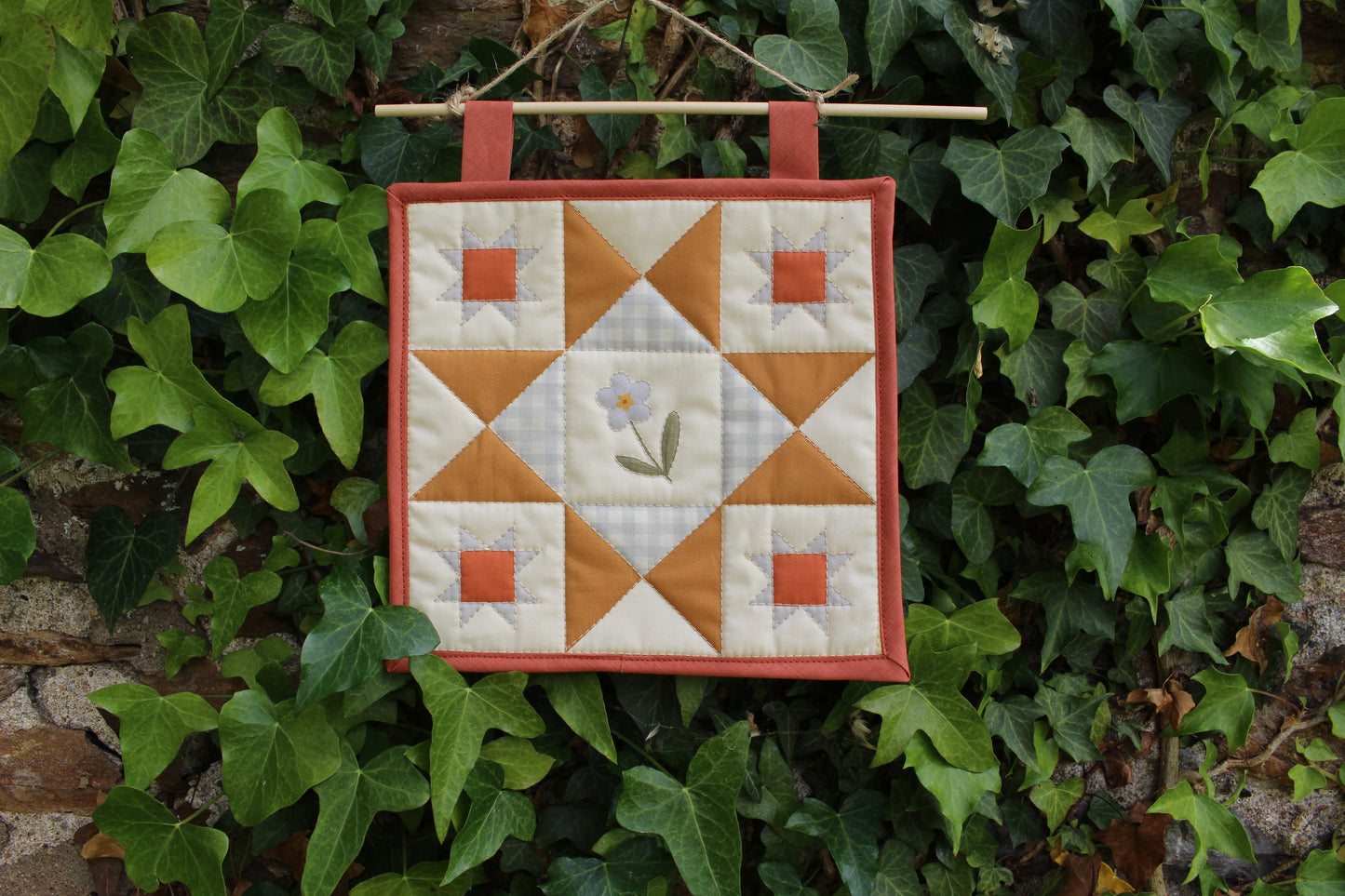 Forget Me Not Flower - Mini Quilt Wall Hanging