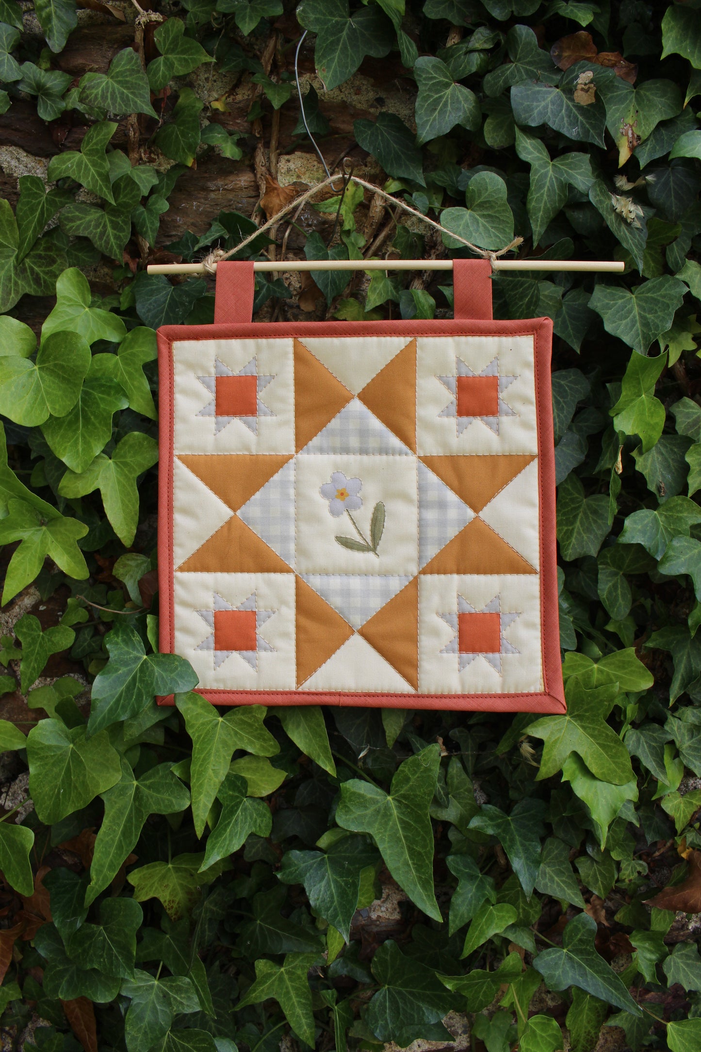 Forget Me Not Flower - Mini Quilt Wall Hanging