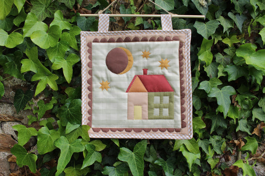 House & Moon  - Mini Quilt Wall Hanging