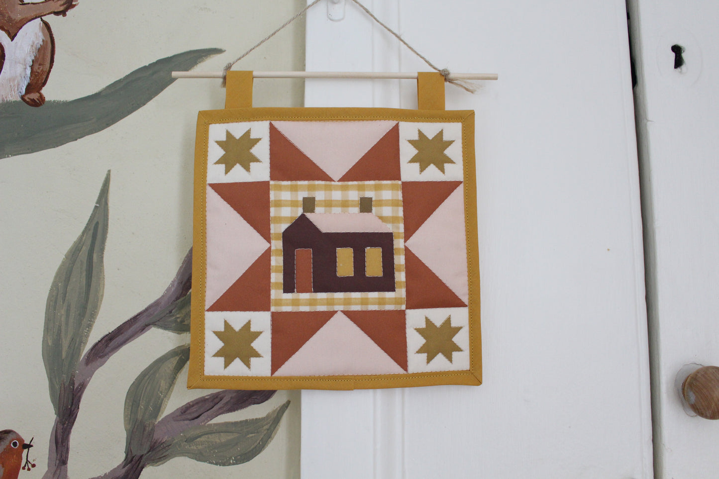 House - Mini Quilt Wall Hanging - Yellow