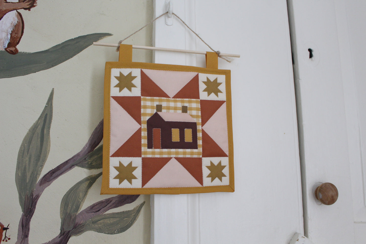 House - Mini Quilt Wall Hanging - Yellow