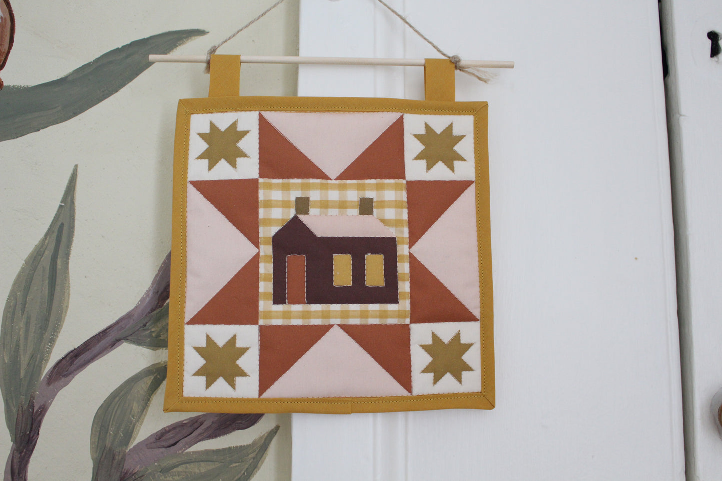 House - Mini Quilt Wall Hanging - Yellow