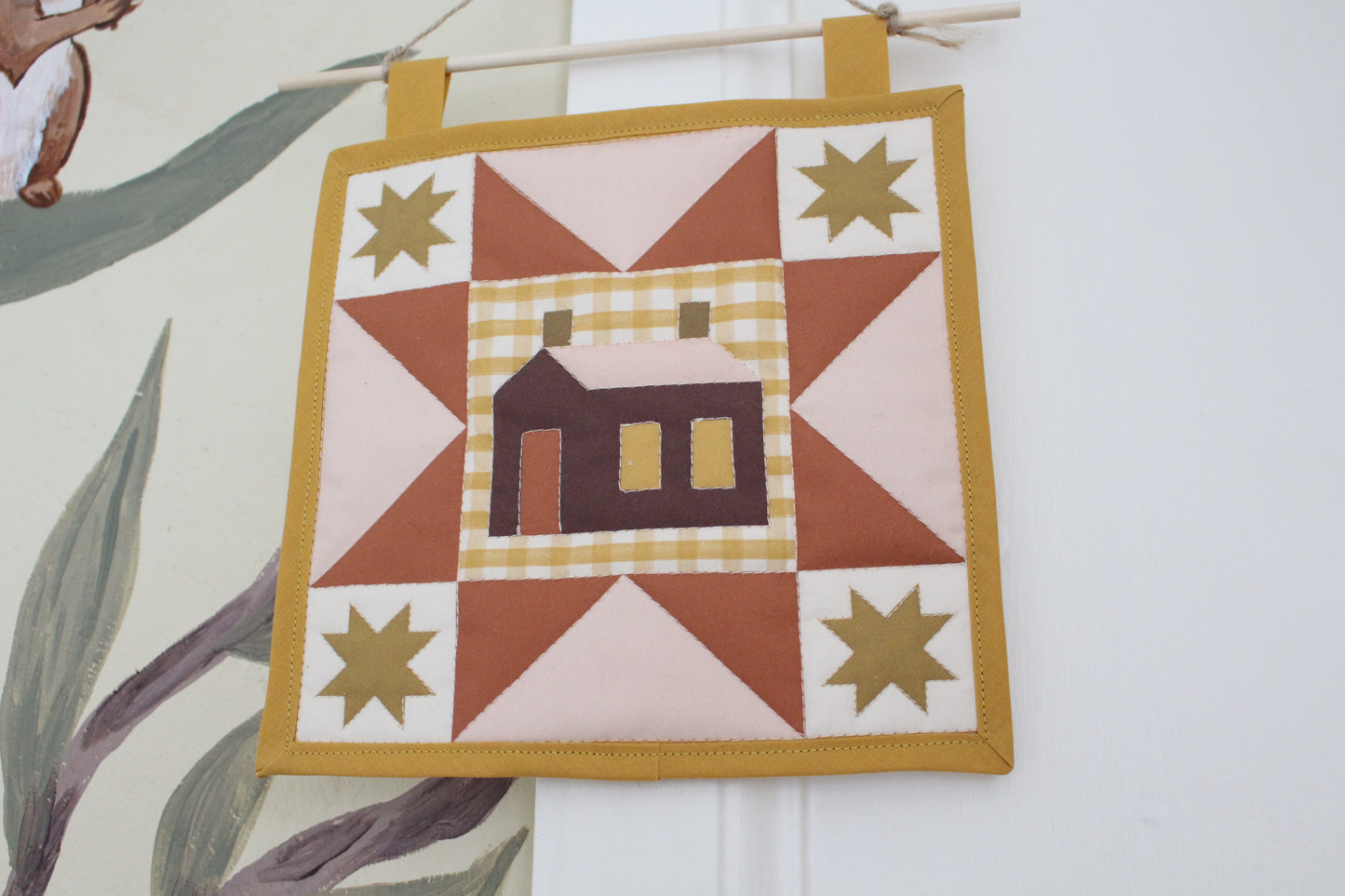 House - Mini Quilt Wall Hanging - Yellow