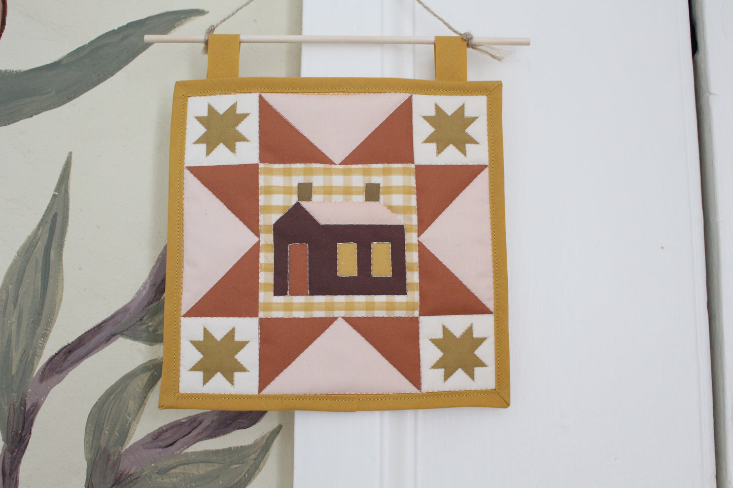 House - Mini Quilt Wall Hanging - Yellow