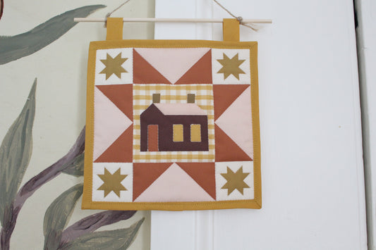 House - Mini Quilt Wall Hanging - Yellow