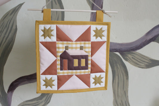 House - Mini Quilt Wall Hanging - Yellow