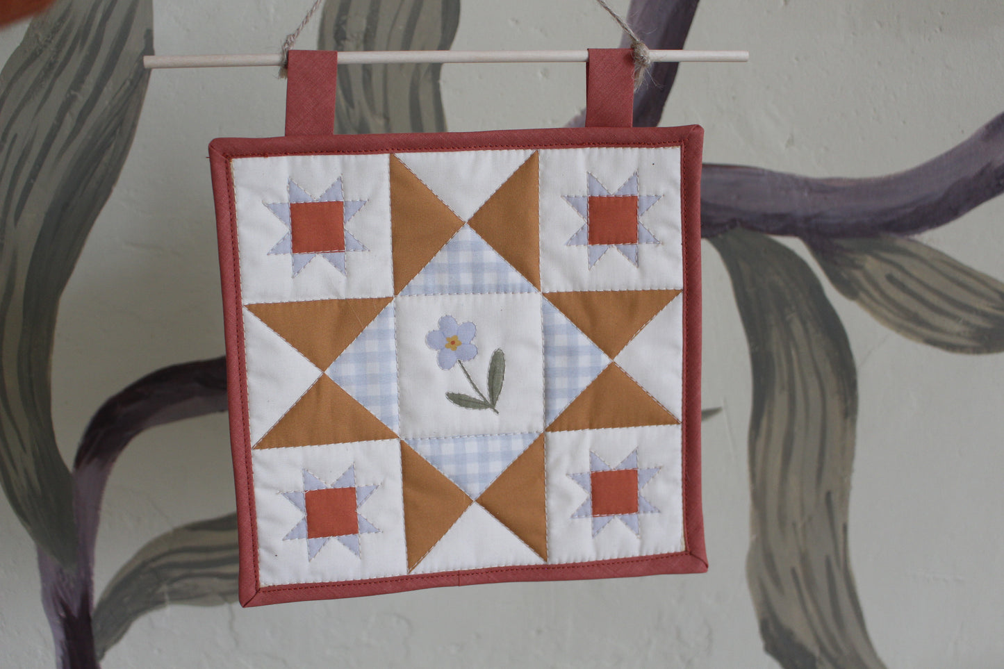 Forget Me Not Flower - Mini Quilt Wall Hanging