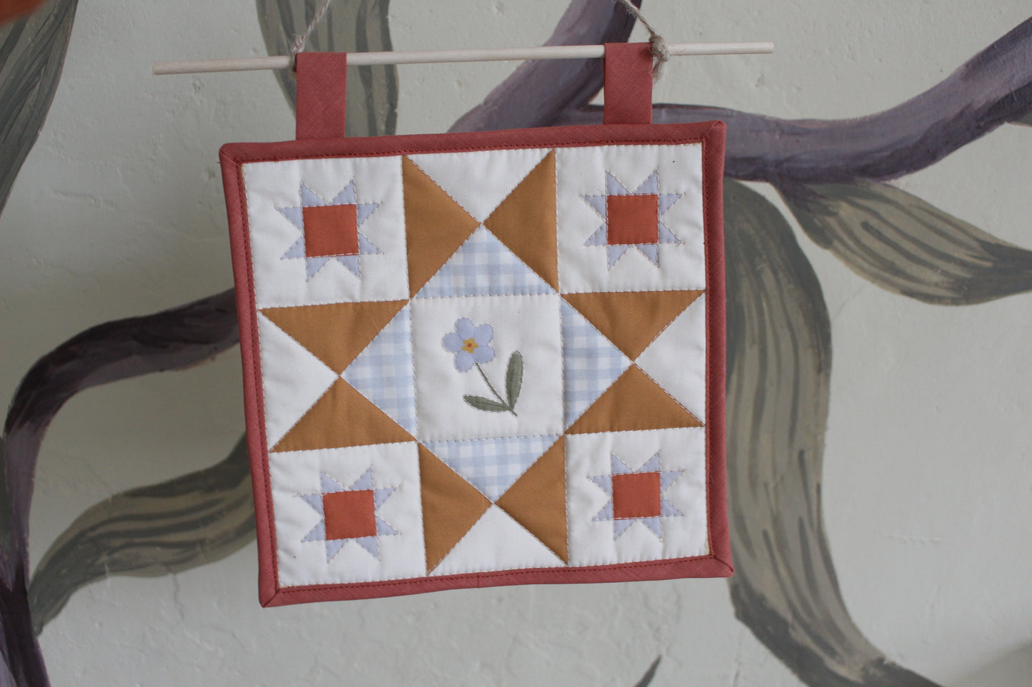 Forget Me Not Flower - Mini Quilt Wall Hanging