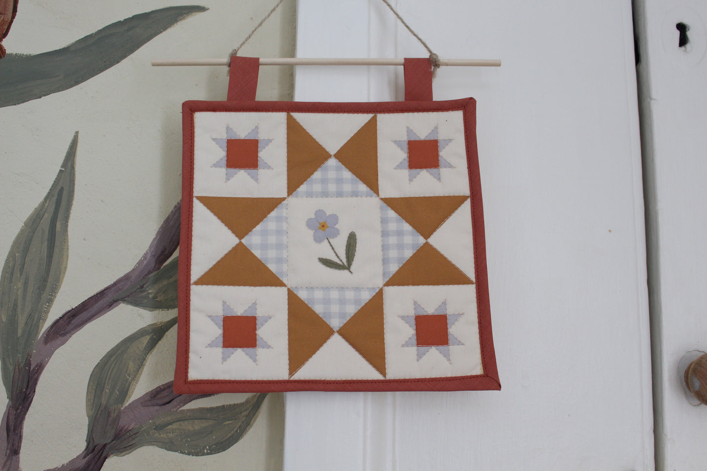 Forget Me Not Flower - Mini Quilt Wall Hanging