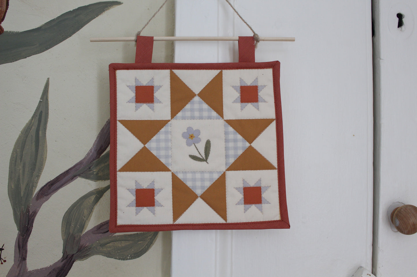 Forget Me Not Flower - Mini Quilt Wall Hanging