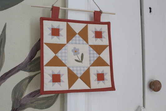 Forget Me Not Flower - Mini Quilt Wall Hanging