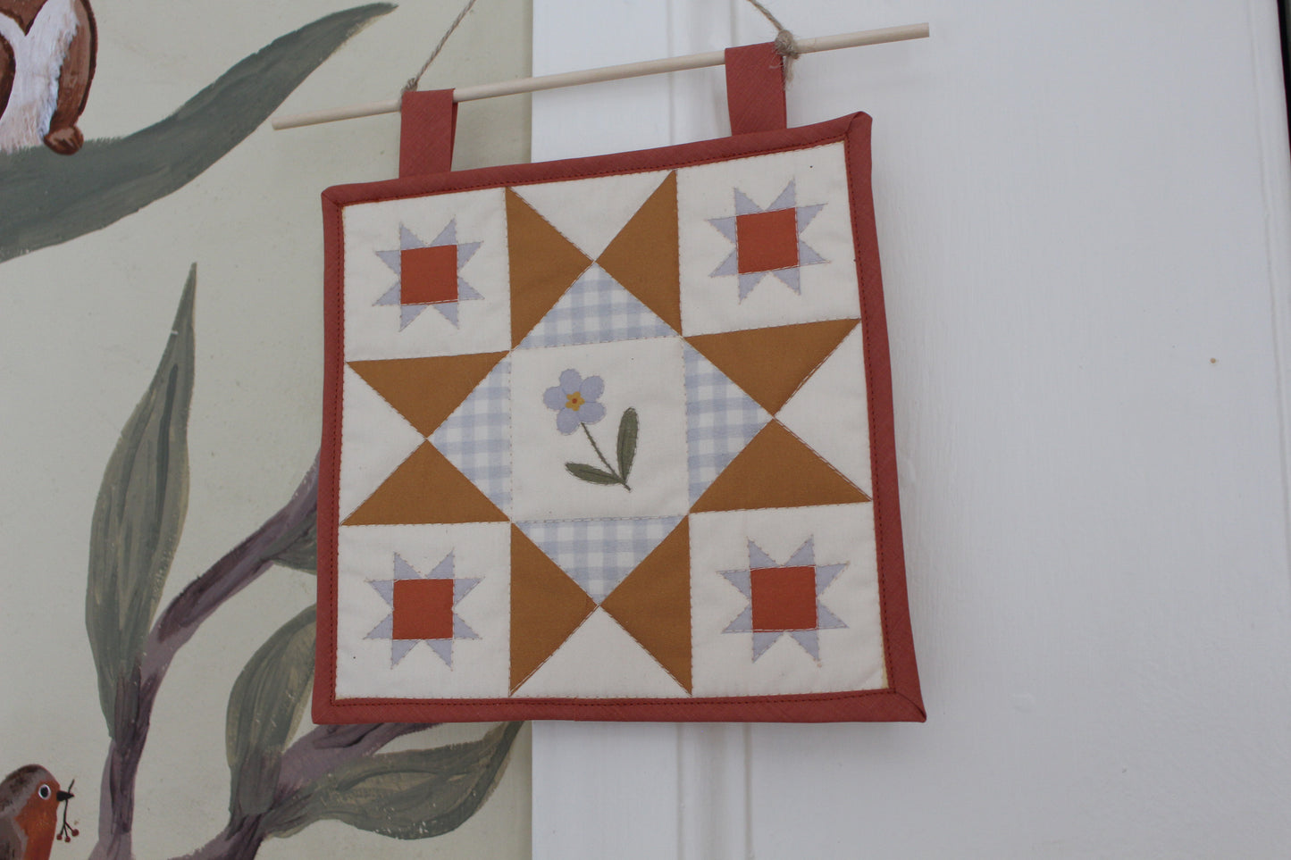Forget Me Not Flower - Mini Quilt Wall Hanging