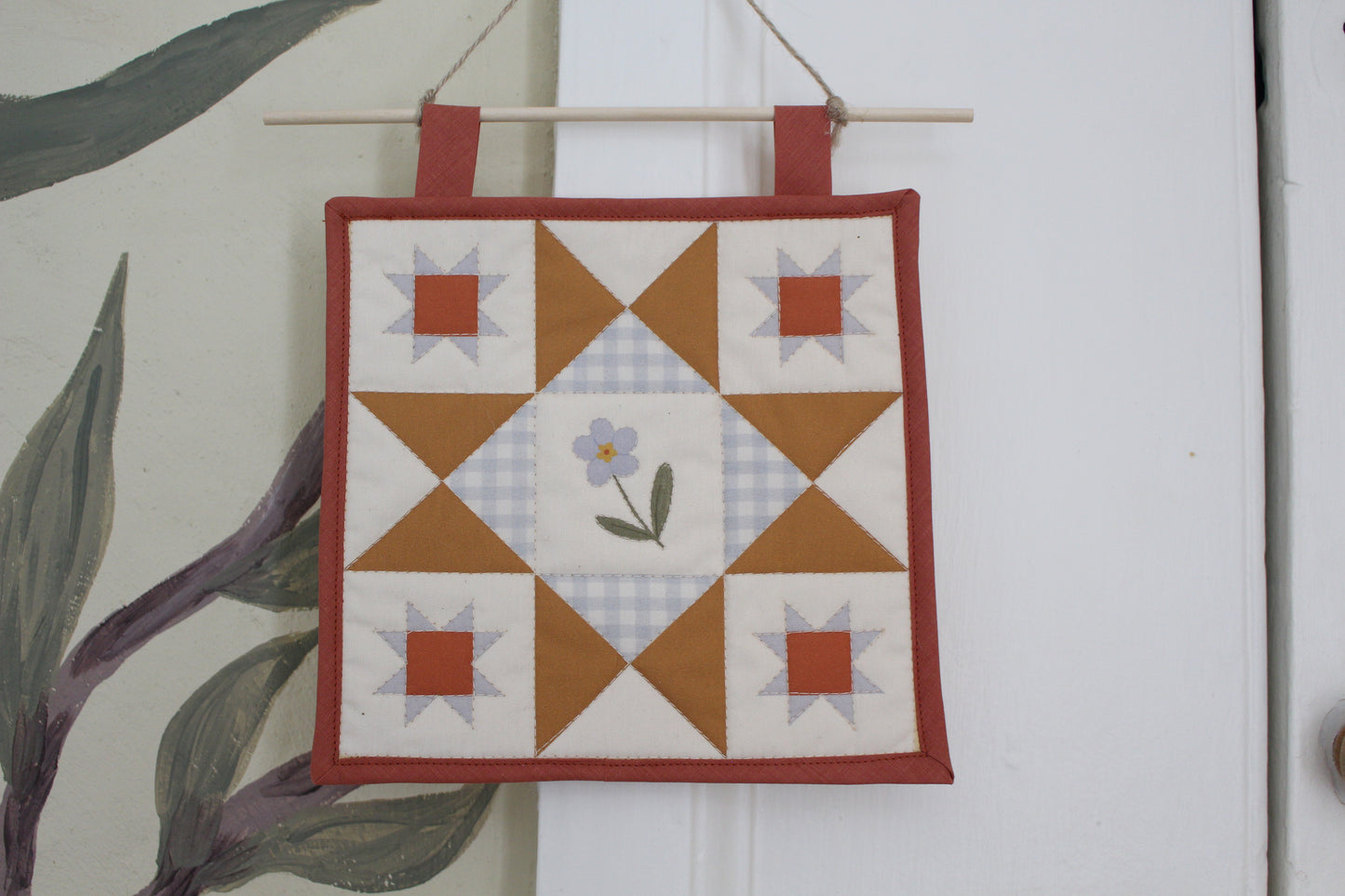 Forget Me Not Flower - Mini Quilt Wall Hanging