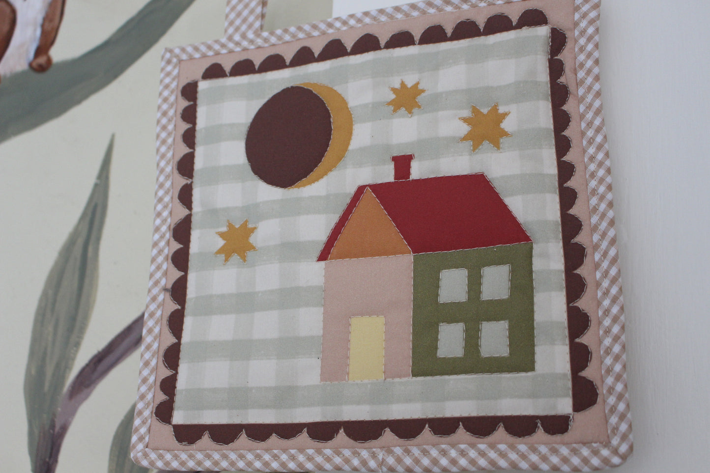 House & Moon  - Mini Quilt Wall Hanging
