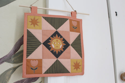 Folk Art Sun - Mini Quilt Wall Hanging