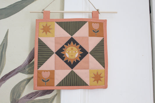 Folk Art Sun - Mini Quilt Wall Hanging