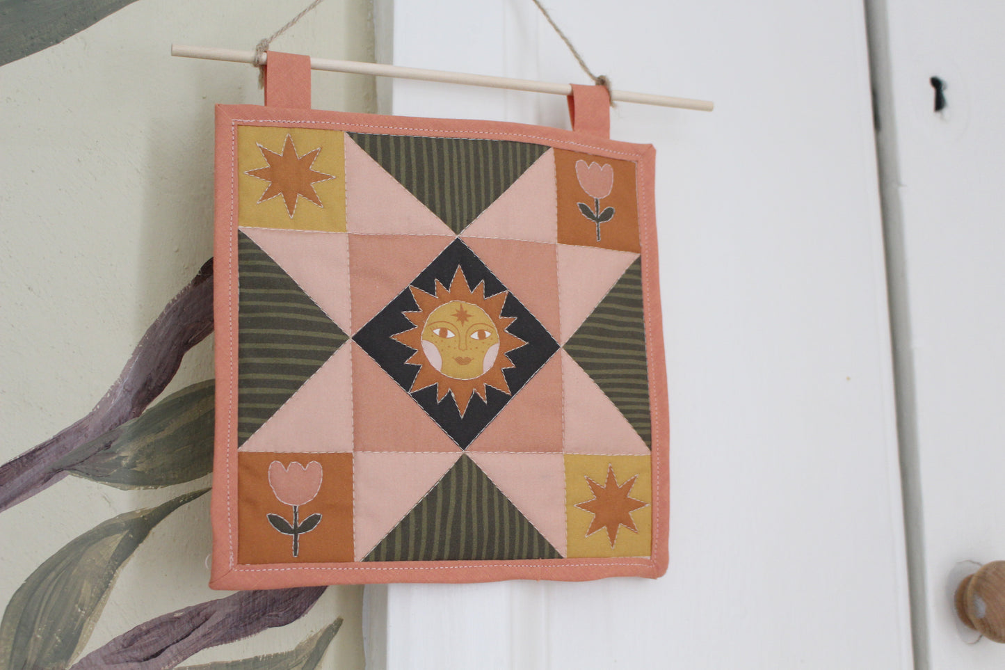 Folk Art Sun - Mini Quilt Wall Hanging