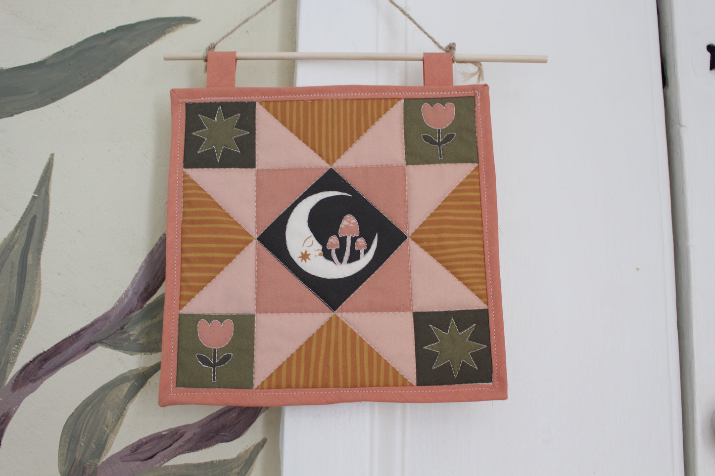 Folk Art Moon - Mini Quilt Wall Hanging