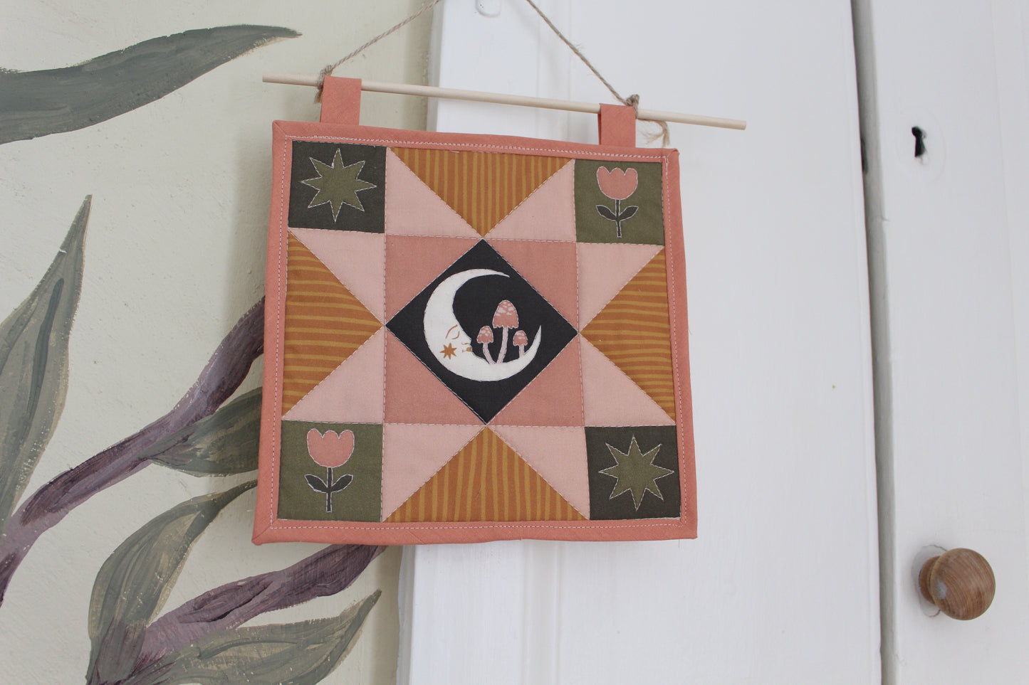 Folk Art Moon - Mini Quilt Wall Hanging