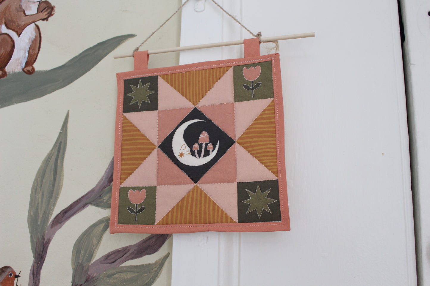 Folk Art Moon - Mini Quilt Wall Hanging