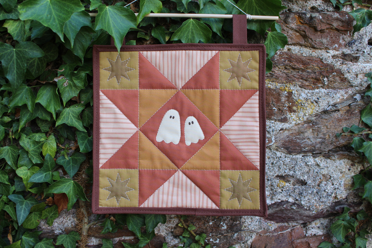 Ghost - Green/Orange/Yellow - Mini Quilt Wall Hanging - Autumn Collection