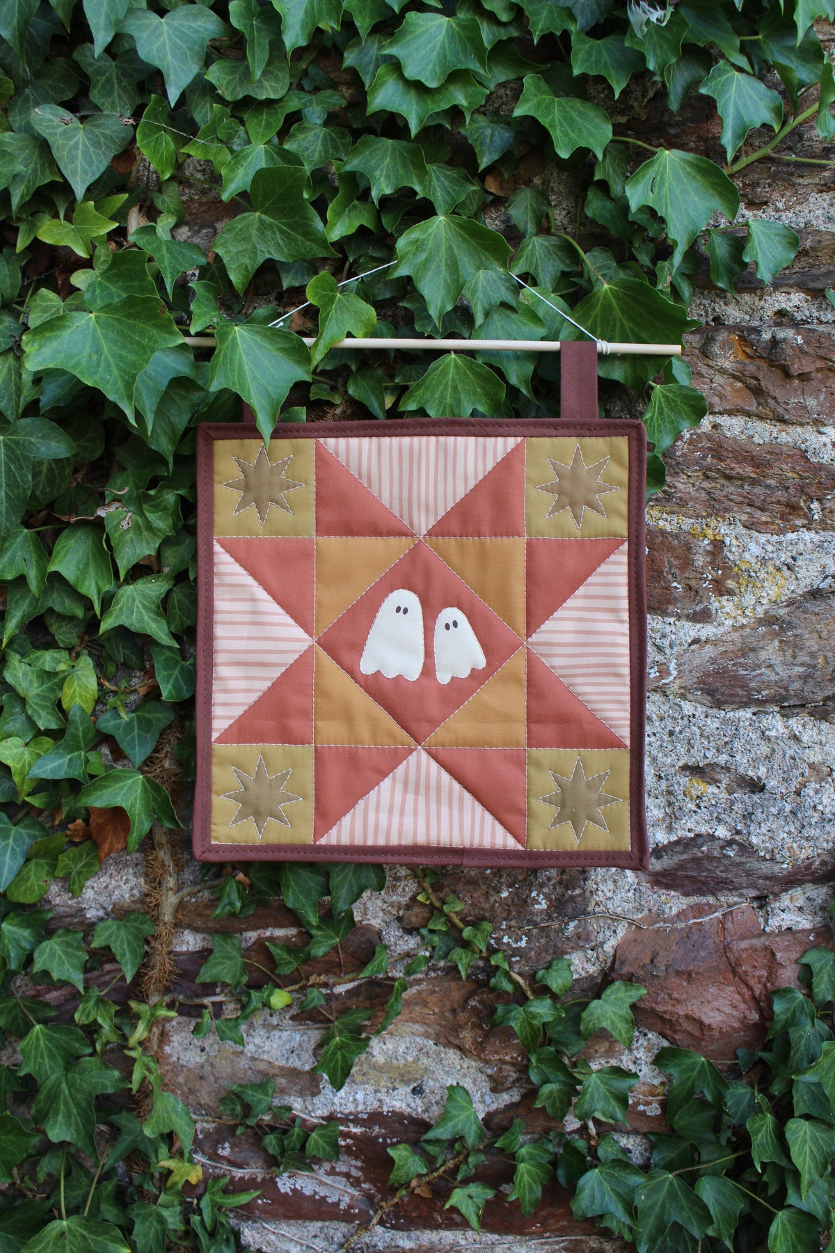 Ghost - Green/Orange/Yellow - Mini Quilt Wall Hanging - Autumn Collection