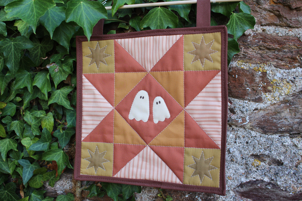 Ghost - Green/Orange/Yellow - Mini Quilt Wall Hanging - Autumn Collection